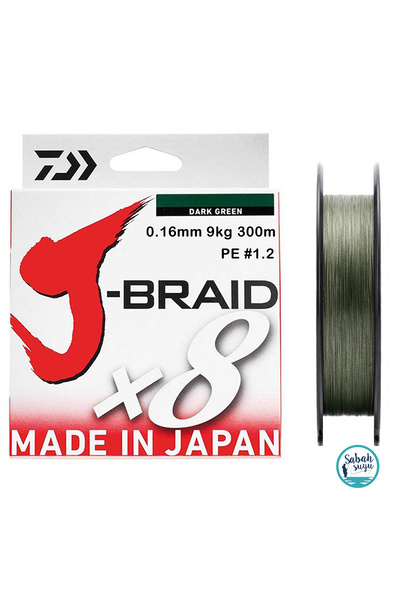 daiwa J-Braid PE 8X İp Misina 0.16mm 9kg 300mt Koyu Yeşil