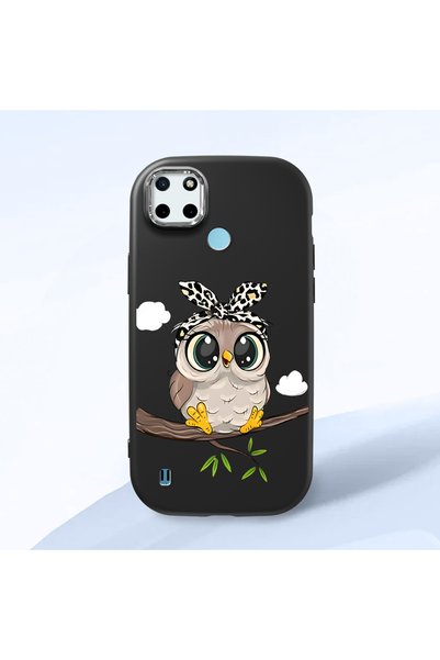 Hontinga Realme C25Y Compatible Case Camera Protector Black Silicone Couple P...