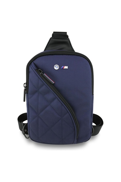 BMW Geantă de telefon tip crossbody din nailon cu logo metalic, albastru mari...