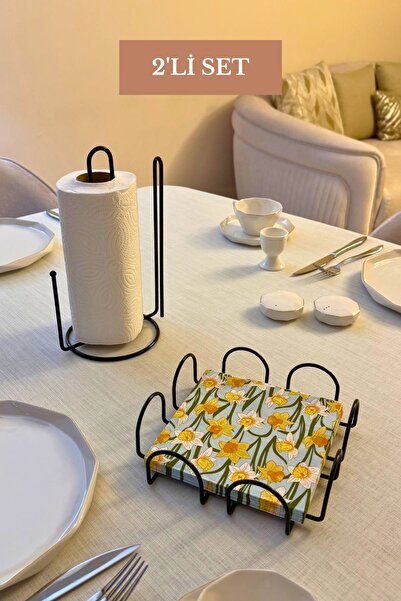 Edora Home Set of 2 Black Square Napkin Holders, Vertical Paper Towel Holders...