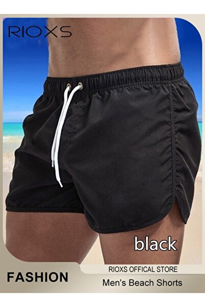 RIOXS Men's Summer Beach Shorts,Quick Dry Athletic Sweatshorts,Elastic Waist ...