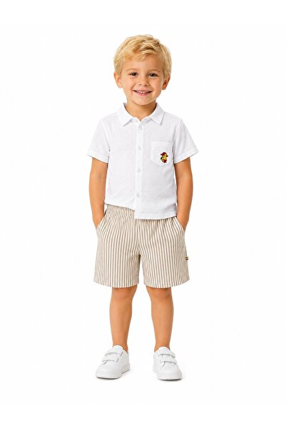 Haribo Shirt Shorts Set Beige / White Men's