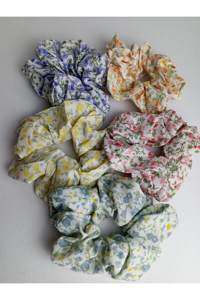 JUST WOMAN Women's Floral Pattern Scrunchie 2-Pack Hair Clip