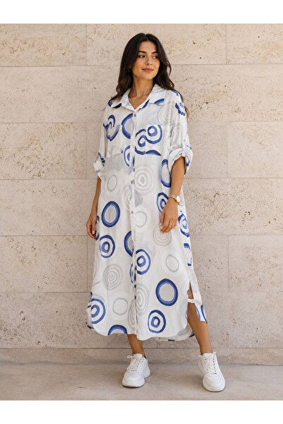 AGORATEKSTİL Women's Italian Voile Cotton Fabric Patterned Long Sleeve Shirt ...