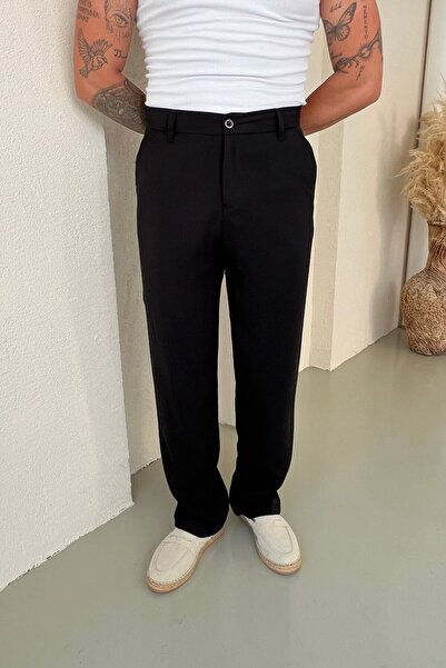 OUTFİT MAN Viscose Baggy Trousers Black