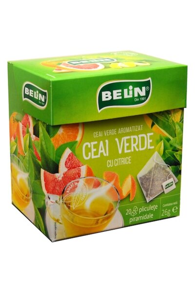 BELİN Ceai verde cu citrice, 20 pliculețe piramidale, 26 g