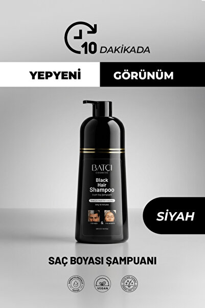 Batçı Beyaz Saç Kapatıcı Hızlı Etkili Siyah Saç Boyası Şampuanı 350 Ml