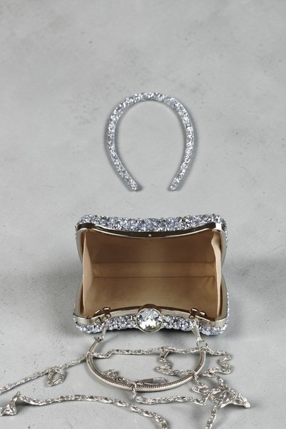 DNC Art&Deco Crown Gift Shiny Stone Evening Dress Bag Luxury Portfolio - Sparkling Evening Bag and Princess Combination Set