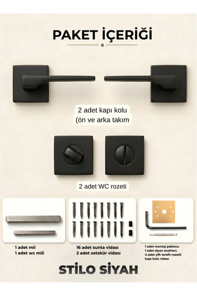 almital mobilya aksesuarları furniture accessories Stilo Black Square Badge D...