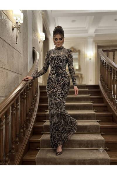 Pyramid masterpieces Evening Gown with Crystal and Pearl Beading
