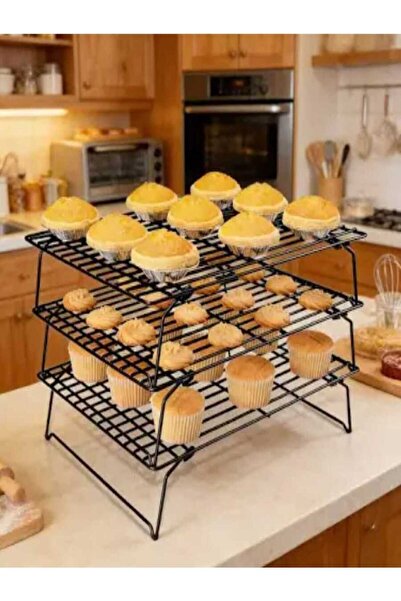 Mony moon 3 Tier Folding Stackable Cake and Pastry Cooling Rack |   Metal Coo...