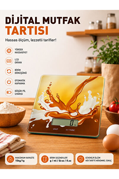 PareysHome Dijital Mutfak Terazisi 15 Kg Hassas Elektronik Tartı LCD Ekranlı ...