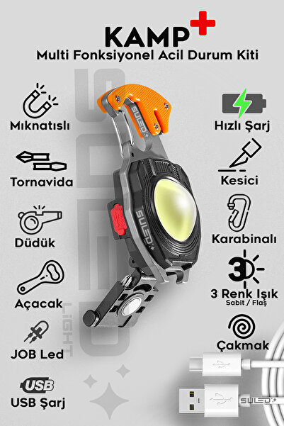 SULED Kamp 'ın Güçlü 3'lüsü Acil Durum Kiti - Retro Lamba ve USB Çakmak Işık Seti Kamp