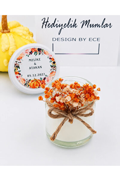 Hediyelik Mumlar Design By Ece Kavanoz Beyaz Mum, Cipso Çiçekli, Nikah Şekeri...