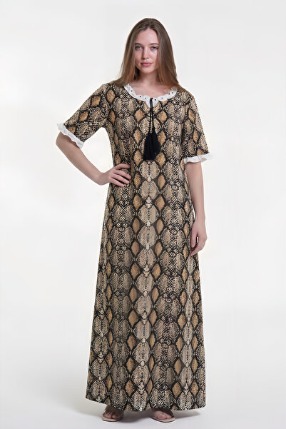 al bent al sharqieh Women's Cotton Snakeskin Print Homewear Long Dress