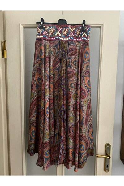 AYASOFYA OTANTIK Women's Indian Elastic Waist Ethnic Patterned Silk Trousers ...