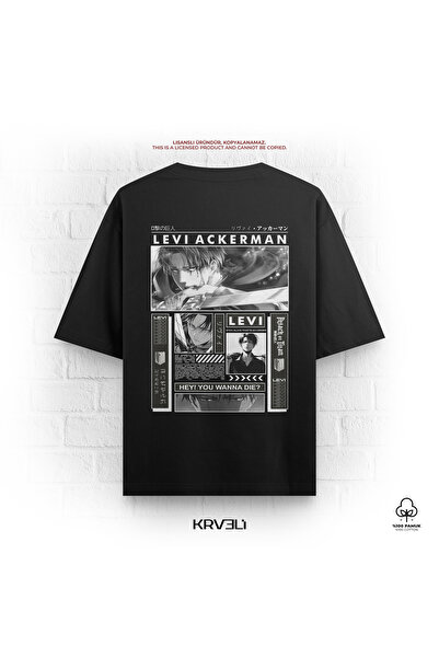 krvelistore Attack On Titan Levi Ackerman Anime Manga Baskılı Oversize Tişört...