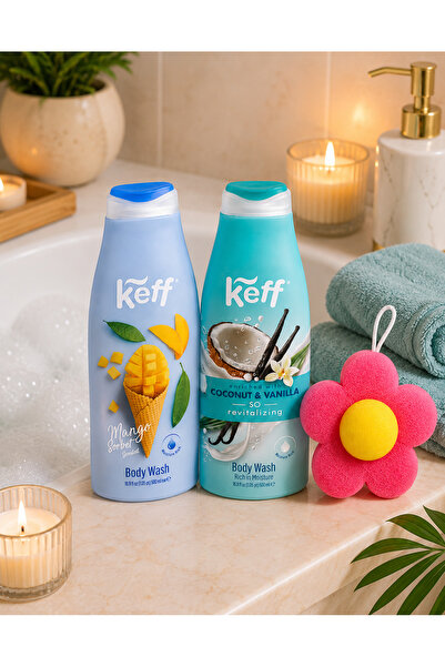 keff Set Gel de Duș Tropical Bloom Mango Sorbet + Coconut & Vanilla, 2 x 500 ...