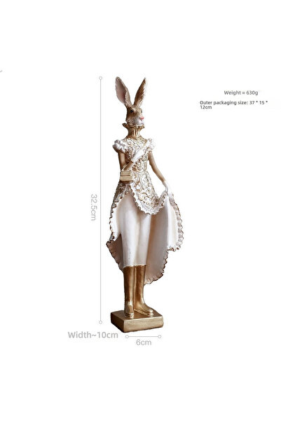 Choice1 2 Resin Wonderland Rabbit Sculpture - Elegant Gold&White, 32.5cm, Lig...