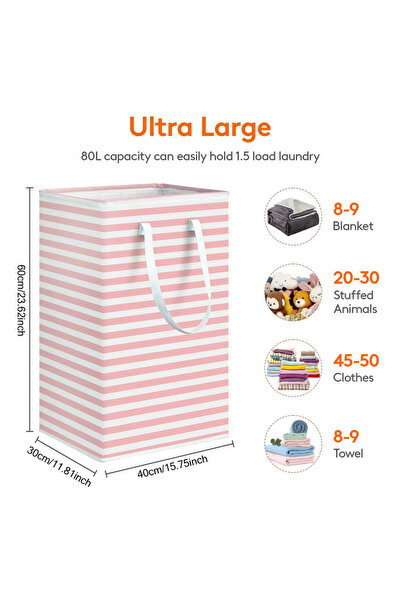 choice2 Pink 75L 75L Large Collapsible Laundry Baskets with Handle Household ...