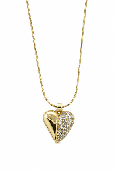 Jack Ferrero Yellow Color Heart End Stone Snake Chain Necklace for Women Styl...
