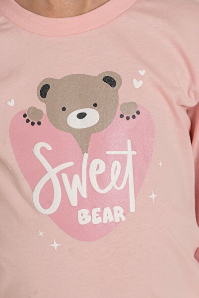 Rolypoly Girl's Sweet Bear Pink Long Sleeve Pajama Set Rp3911-C-V1