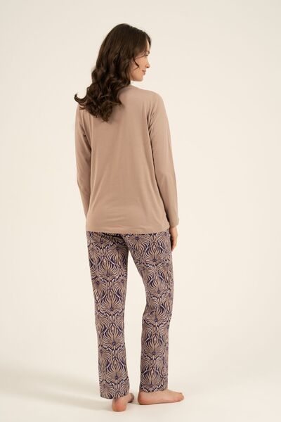 Arnetta Women's Everyday Is a Fresh Start Brown Long Sleeve Pajama Set Ar3769-S-V2