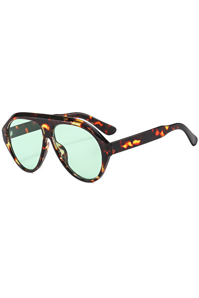 Choice9 leopard green Vintage Oversized Flat Top Oval Sunglasses Women Brand ...
