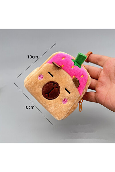 Choice6 Rose Strawberry Capybara Plush Coin Purse, Minimalist Style Fabric St...