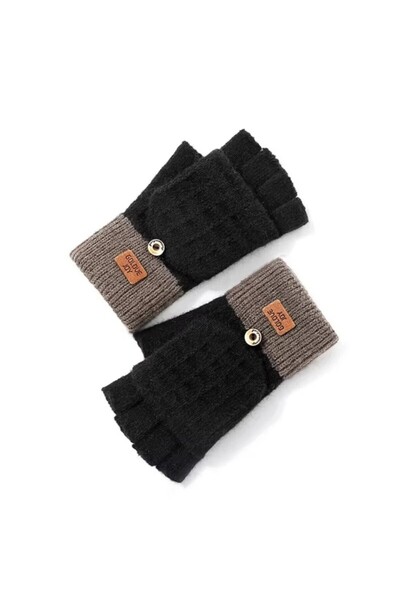 Choice1 One Size Black Fashion women fingerless winter gloves with finger pro...