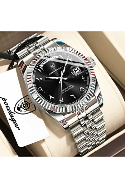 Choice4 845 Silver Black High Quality Men Clock Waterproof Date Week Fashion ...