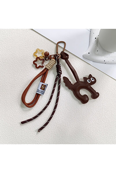 Choice coffee Cute PU Leather Cat Hanger Cartoon Keychain Car Keyring Bag Pen...