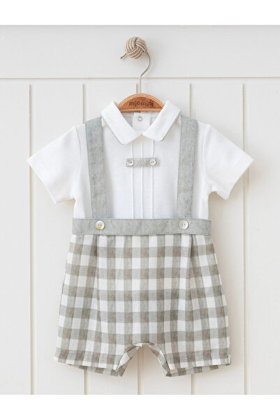 Butik Green Shirt Collar Short Sleeve Baby Boy T-Shirt and Salopet 2-Piece Set