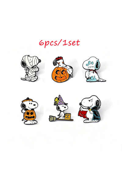 choice2 Bandai 1set 6Pcs/Set Snoopy Halloween Enamel Pins, Cute Cartoon Dog B...