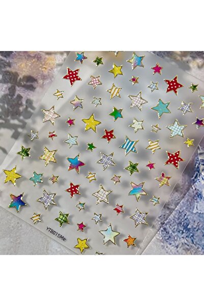 Choice28 NAILFYOU YT8015 Me 5D Retro Pentagram Nail Stickers Color Star Plaid...