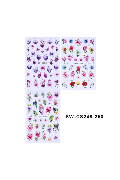 Choice1 SW-CS248-250-3pcs 3/5/6pcs 3D Flower Nail Art Stickers Summer Flaming...