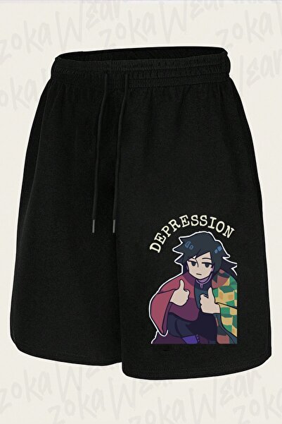 ZOKAWEAR Unisex Giyu Tomioka Demon Slayer Kimetsu No Yaiba Design Printed Shorts