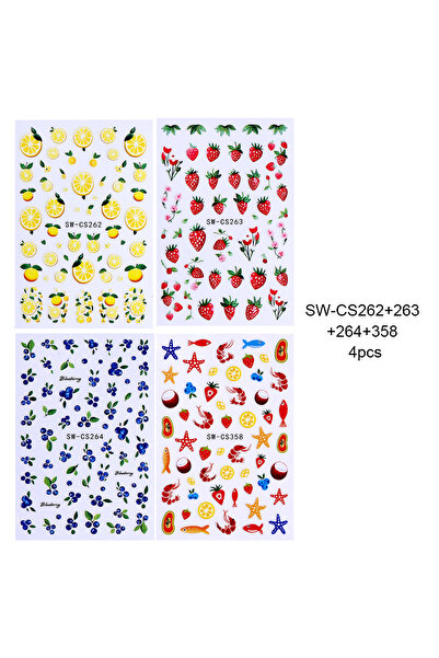 Choice1 SW-CS262 263 264 358 SWEET TREND-4pcs 3D Fruit Nail Art Stickers Blue...