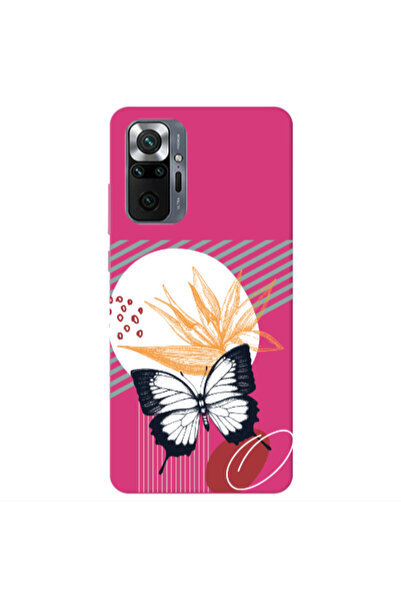 Other Xiaomi Redmi Note 10 Pro 4G Butterfly Lines Fuchsia Colored Silicone TP...