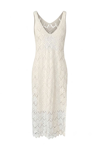 Noa&Noa Lined Embossed Patterned Dress Cream