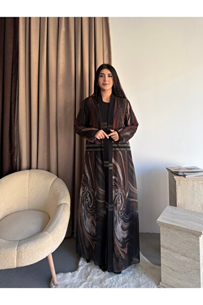 Miss Rosemoon Yeni Sezon Büyük Beden Tesettür 2’li Elbise Takım –Desenli Taş ...
