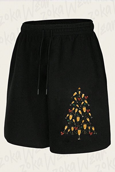 ZOKAWEAR Unisex Goblet New Year Pine Tree Christmas Design Printed Shorts