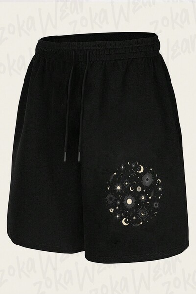 ZOKAWEAR Unisex Sweet Celestial Suns, Moons and Stars Design Printed Shorts