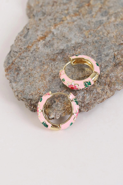 deluxe takı ve giyim Colorful Flower Embroidered Steel Authentic Enamel Earrings