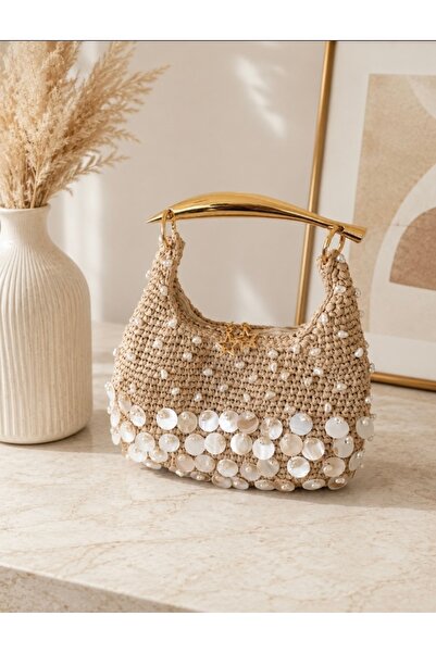 Handmade Balık saplı boncuklu çanta