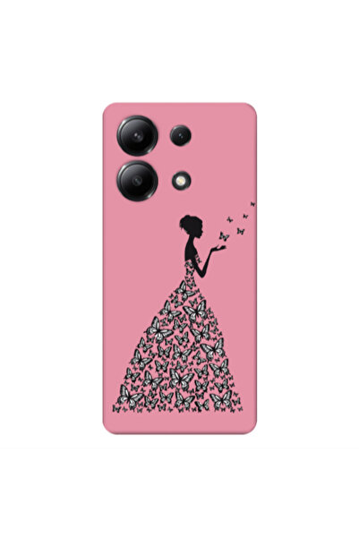 Other Xiaomi Redmi Note 13 4G Butterfly Girl Pink Colored Silicone TPU Θήκη