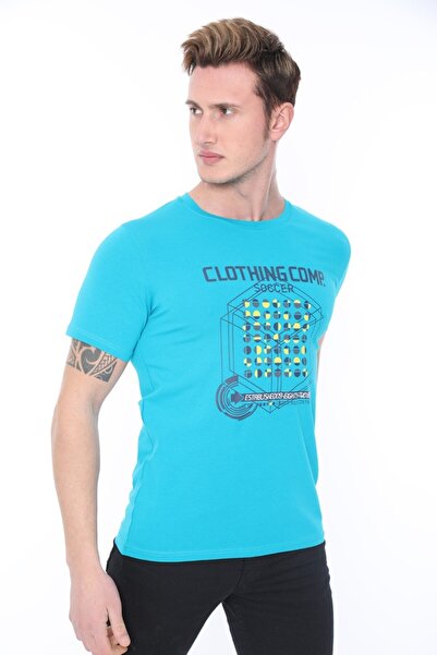 SOCCER Men's Blue T-shirt