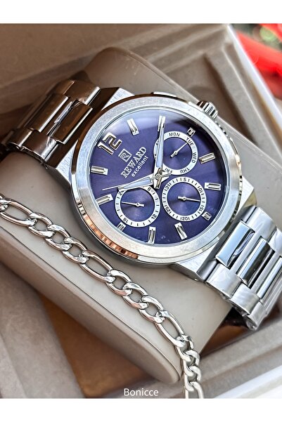 Reward Functions Active, Silver Steel Cord in Stylish Box, Navy Blue Dial, Me...