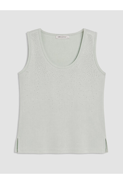 LC Waikiki Lcw Everyday Green U-Neck Stoned Soft Touch Women's Undershirt