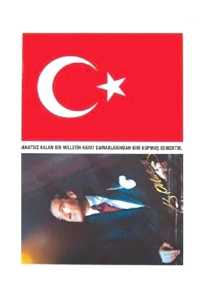İnter Türk Bayrağı Bayrak - Atatürk Yapışkanlı Çıkartma 12X17cm - 10 adet